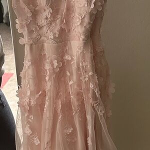 Pearl Floral Lace Dress - Soft Pink